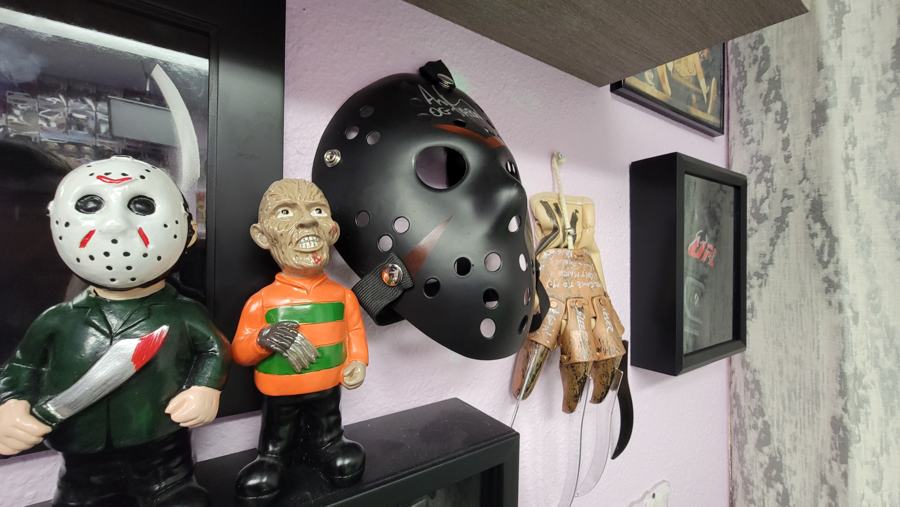 Jason and Freddy figures with horror masks