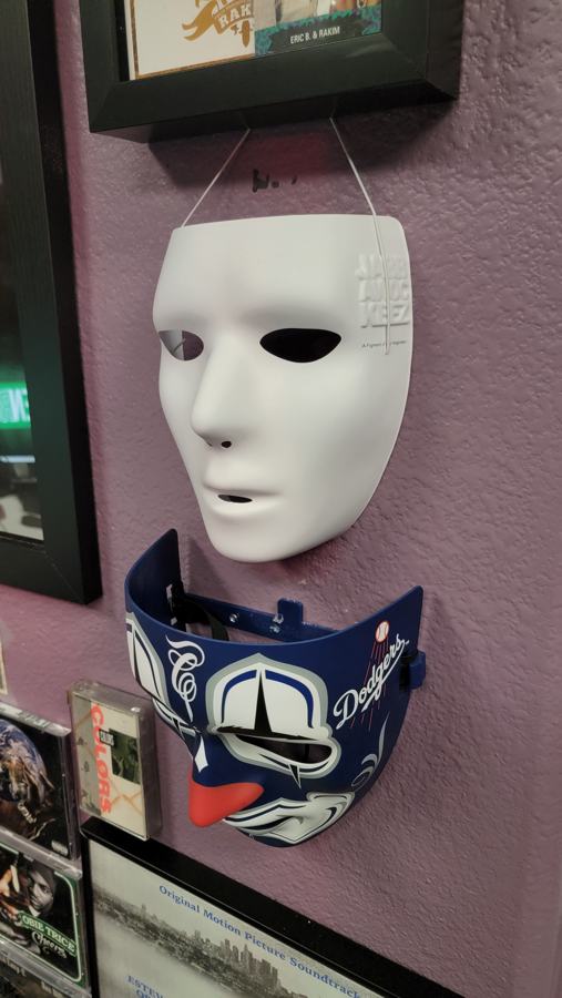 Masks on the Green Room wall