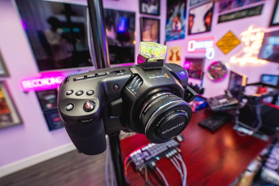 Blackmagic camera close-up in the Pink Room