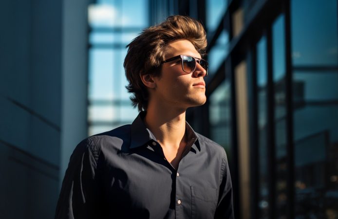 modern musicians working with graphic equalizer at recording studio