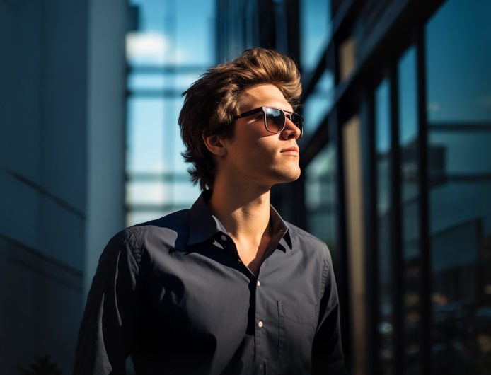 modern musicians working with graphic equalizer at recording studio